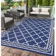 thumbnail image 2 of HOMERRY Geometric Moroccan Outdoor Rug Straw Plastic Area Rug for Balcony Pool RV Waterproof Reversible Carpet, Navy, 8'x 10', 2 of 6