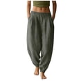 thumbnail image 2 of Cagogo Women's Harem Pants Elastic Waist Flowy Solid Boho Lounge Long Pants Party Travel Casual, Dark Gray 2XL, 2 of 5