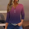 thumbnail image 2 of Womens' Fashion 3/4 Sleeve Plus Size Shirts Tops Casual Printing T-shirt Buttons Blouse V-Neck Casual Tops Gifts for Womens, 2 of 5