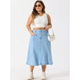 thumbnail image 3 of DARING DIVA Women's Plus Denim Skirts with Pockets A-Line Midi Jean Skirt 4X Light Blue, 3 of 6