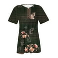 thumbnail image 4 of Style Oalirro Summer Floral Green Blouses for Women - Ladies Green Tops (M), 4 of 5