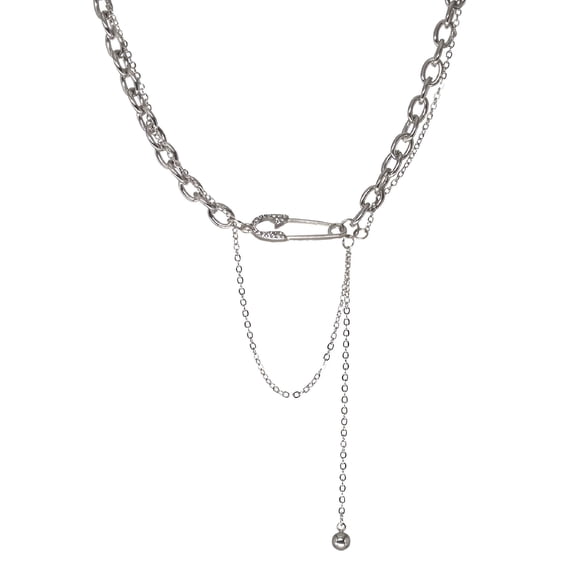 LAMIRO Gothic Light Luxury Safety Pin Dainty Party Jewelry Clavicle Chain Korean Style Pendant Necklace Sweater Necklace