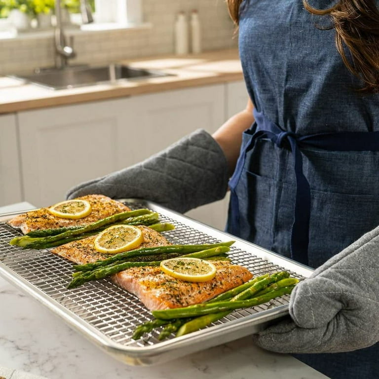 Ultra Cuisine Stainless Steel 8.5 x 12-inch Cooling and Baking Rack -  Oven-Safe - Dishwasher-Safe - Heavy Duty - Wire Rack for Oven Cooking -  Quarter