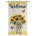 thumbnail image 2 of nqOlkjepod Outdoor Curtains for Patio Waterproof, Yellow Sunflower Outdoor Privacy Panels Grommet, Butterfly Plaid Bow Retro Beige Farm Blackout Outside Curtains for Porch/Cabana 54"x84", 1 Panel, 2 of 8