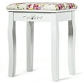 thumbnail image 3 of Costway Vanity Wood Dressing Stool Padded Chair Makeup Cushion White Backless, 3 of 11