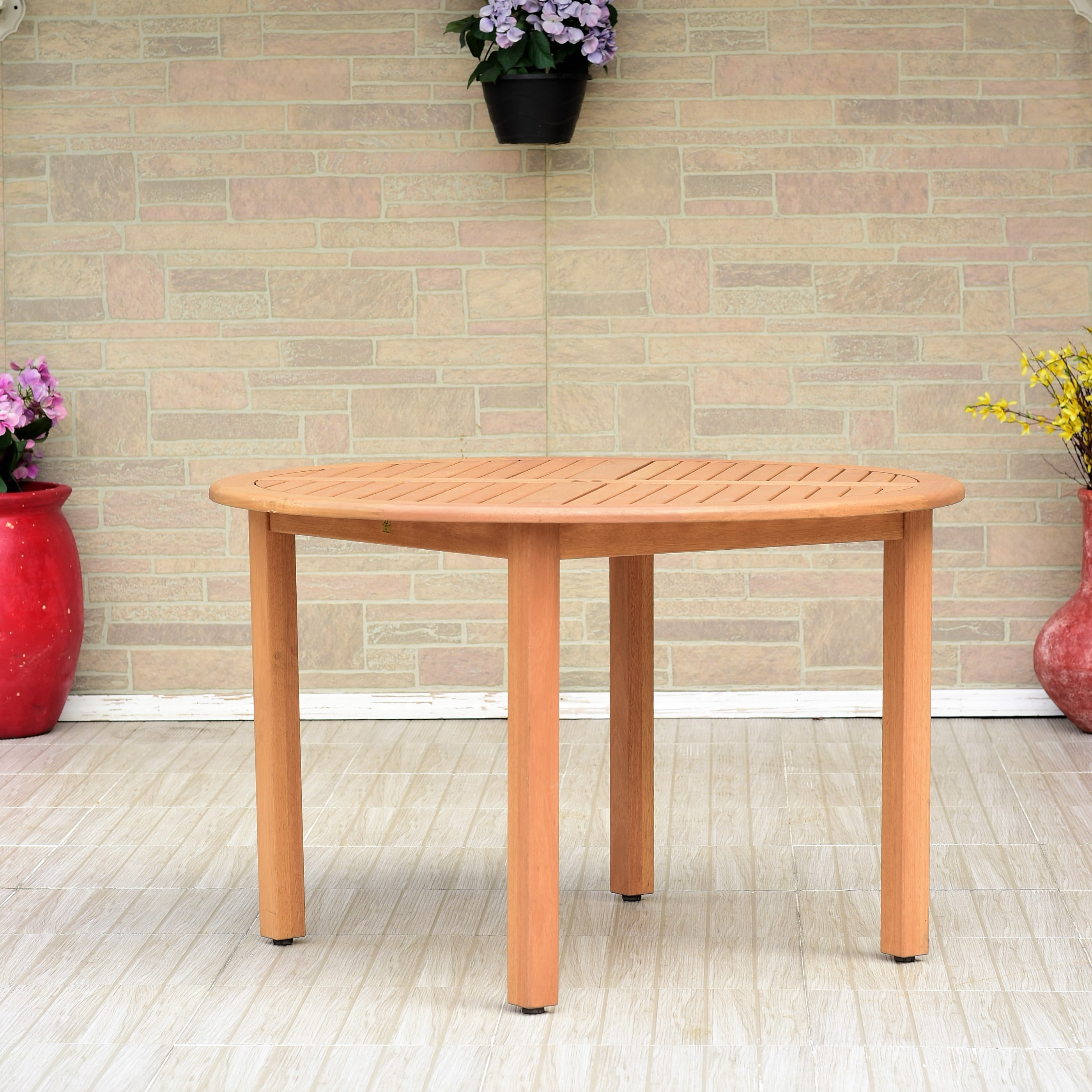 Amazonia Navilly Teak Finish 5 Pieces Round Patio Dining Set