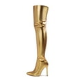thumbnail image 2 of Women's Metallic Over The Knee Boots Pointed Toe High Heels Thigh High Stilettos Boots, 2 of 8