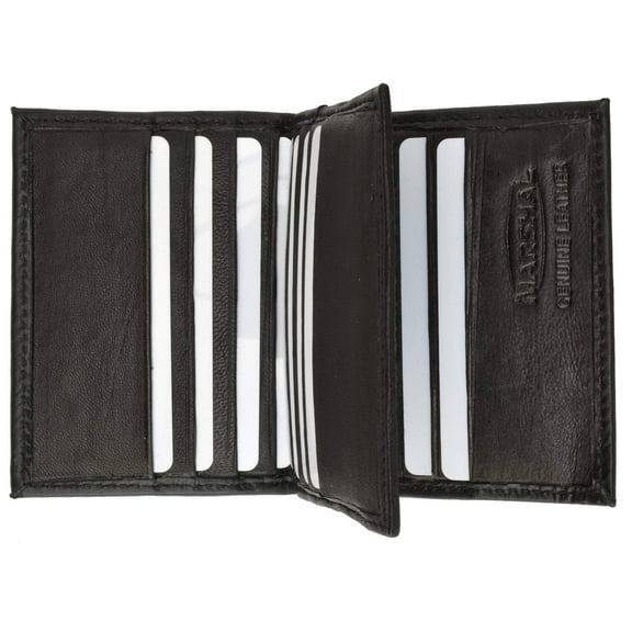 Mens Lambskin Leather Small Center Flap Credit Card Holder 74 (C)