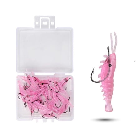 CEORPER 20PCS Fishing Soft Baits Shrimp Lures Swimbait for Freshwater Saltwater