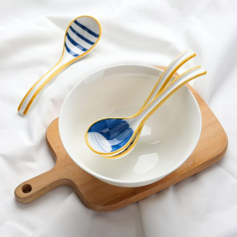 Ceramic Soup Spoons, Long Handle Soup Spoon, Ramen Spoons, For Noodles  Wonton Ramen Dumpling Rice Porridge, Kitchen Tools, Kitchen Accessories -  Temu