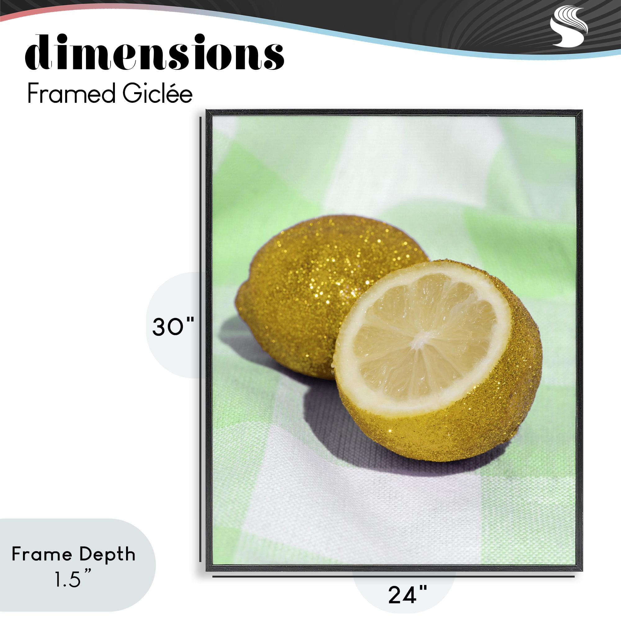 Stupell Industries Glimmer Lemon on Green Black Framed Giclee Art, design by LISH Creative