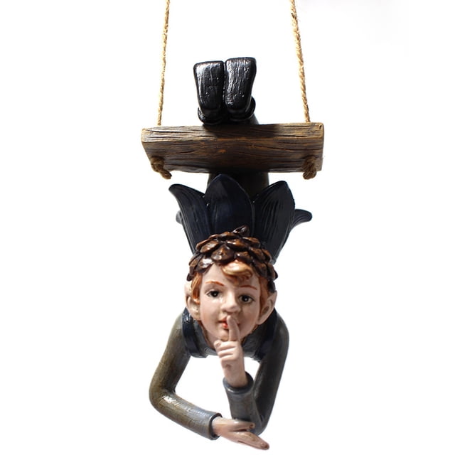 Escultura de resina de elfo al revés para decoración de jardín, 12 cm