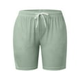 thumbnail image 4 of Women's Summer Shorts Drawstring Color Waist Comfy Solid Elastic Pants Casual Pants Loose High Waisted Short with Pockets XS-3XL, 4 of 5
