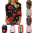 thumbnail image 2 of felwors 3/4 Length Sleeve Womens Tops, Spring Summer Tops Crew Neck Floral Print Workout Shirts for Women Loose Fit (Black, XXXL), 2 of 9