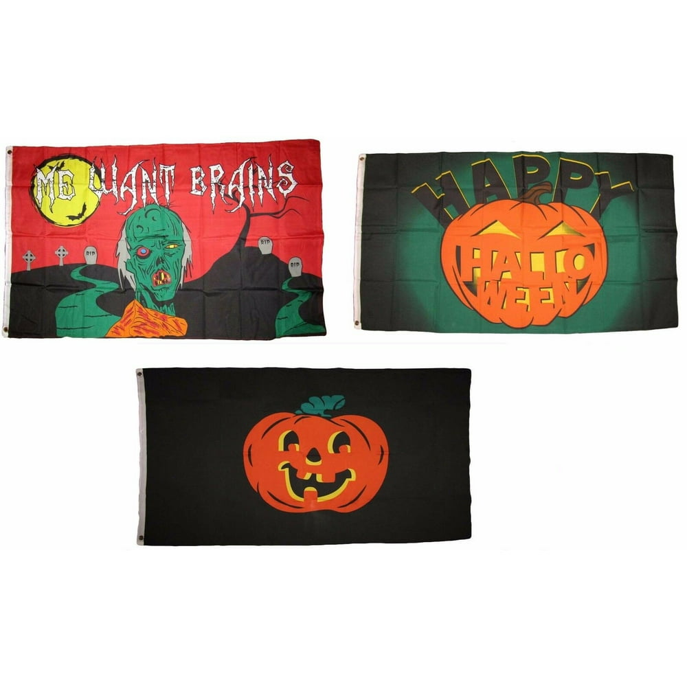 3x5 Happy Halloween 3 Pack Flag Wholesale Set 164 Combo 3x5 Banner