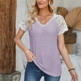 thumbnail image 6 of Raeneomay Cap Sleeve Tops for Women Versatile and Comfortable V-Neck Short Sleeved Lace Patchwork Top, 6 of 6