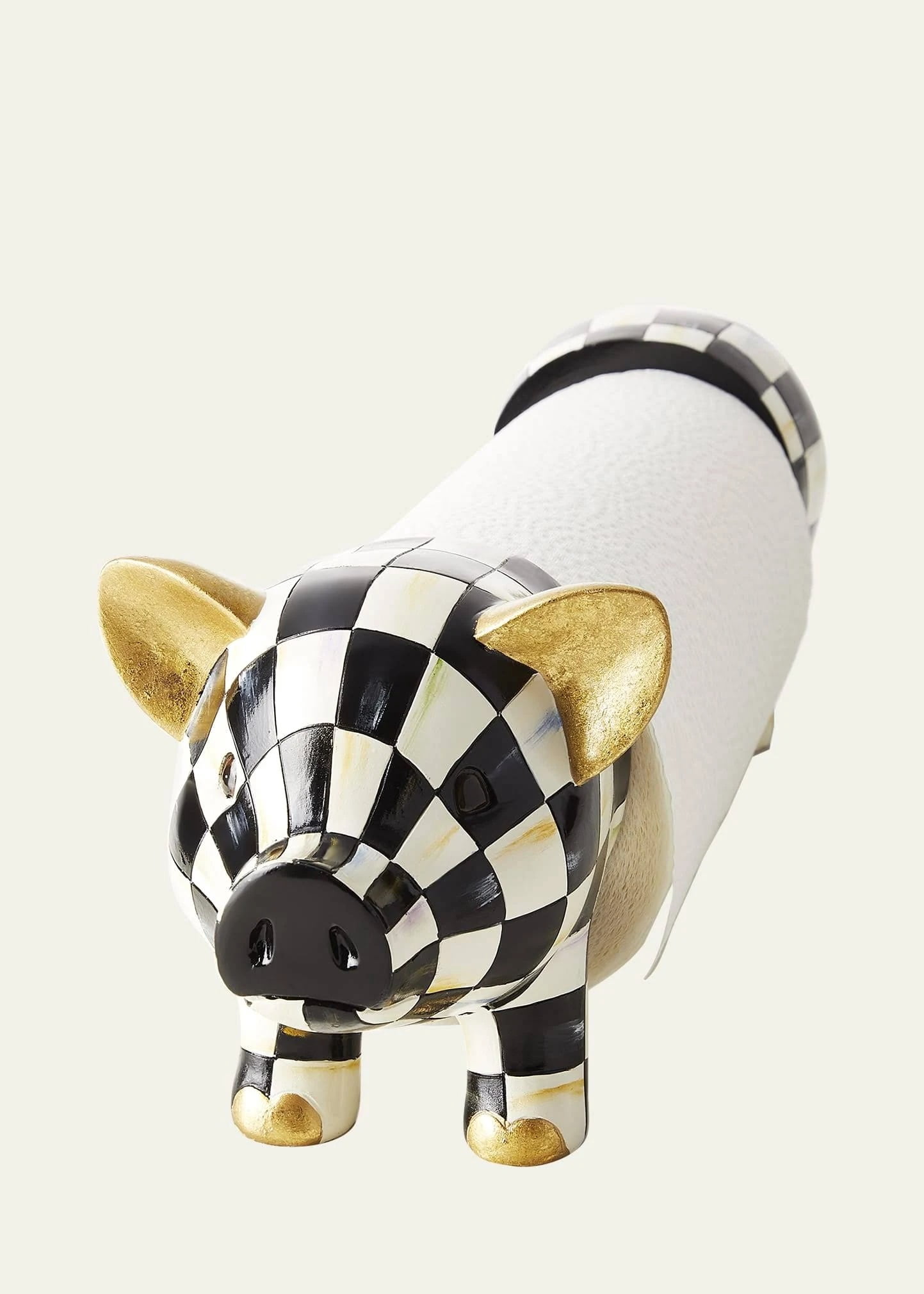 MACKENZIE CHILDS Courtly Check Pig Paper Towel Holder