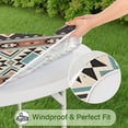 thumbnail image 5 of Brown Triangular Geometric Pattern Round Fitted Tablecloth with Elastic Edge,Dining Table Cover Waterproof,Outdoor Round Tablecloth for Camping,Dining,Indoor and Outdoor, 5 of 7