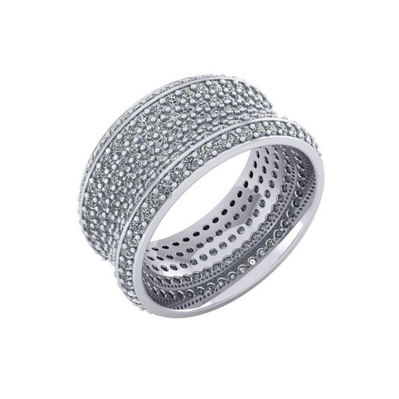 Natural 3.5Ct Round Cut Diamond 7Row Concave Anniversary Wedding Eternity Band Ring 10k Gold GH I1