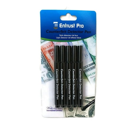 Entrust Pro Money Marker Pen Detects Counterfeit Bills, Round Tip, 5 Pack