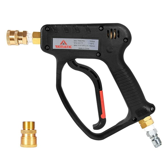 YAMATIC 5000 PSI High Pressure Washer Trigger Gun Pressure Spray Gun / 35 Mpa, 12 GPM, 3/8" FNPT Quick Connector& M22 Coupler Inlet, 1/4 NPT Outlet
