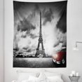 thumbnail image 1 of Paris Tapestry, Romantic Landscape Famous Eiffel Tower on a Cloudy Day and Vibrant Red Vehicle Print, Fabric Wall Hanging Decor for Bedroom Living Room Dorm, 5 Sizes, Red Grey, by Ambesonne, 1 of 1