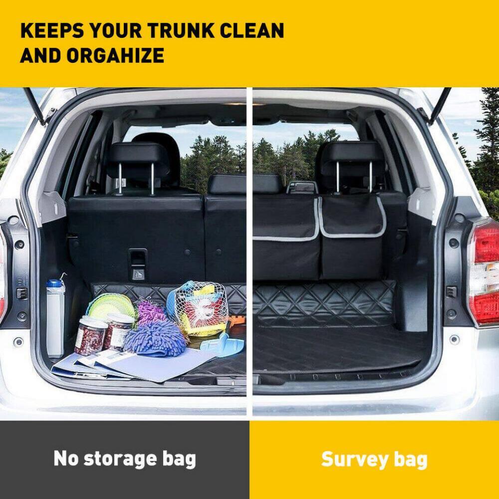 Oufan Car Trunk Organizer, Backseat Hanging Organizer for SUV, Seat Back Car Organizer Storage Bag with 4 Large Pockets, Free Your Trunk Floor Space, Black