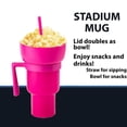 thumbnail image 6 of Xirurus 2‑in‑1 Snack & Drink Cup with Straw – Large Opening Plastic Beverage & Snack Bowl for Movies, Home, Travel – Pink, 6 of 6