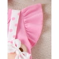 thumbnail image 6 of Biezeib Baby Girls Summer 3PCS Sets Flying Sleeve Romper Dot Print Suspender Skirt Headband Sets, 6 of 6