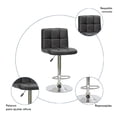 thumbnail image 2 of Set de 2 Bancos Altos para Cocina y Barra, Giratorios 360°, Altura Ajustable, con Respaldo Acolchado y Base Antideslizante, 2 of 3
