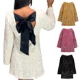 thumbnail image 1 of Vestido de lentejuelas para mujeres vestido de fiesta de manga larga de satén vestido de fiesta del club nocturno, 1 of 1