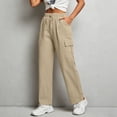 thumbnail image 2 of Women's Dress Pants New Wide Leg Linen Pants for Women Casual Loose Elastic Waist Casual Pants with Pockets Summer Breathable Comfy Trousers Daily Wear, 2 of 8