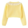 thumbnail image 4 of ATOGUTA Girls Cardigan Yellow Kids Button Closure Knitted Shrug Cropped Sweaters Tops Size 9M-14, 4 of 4