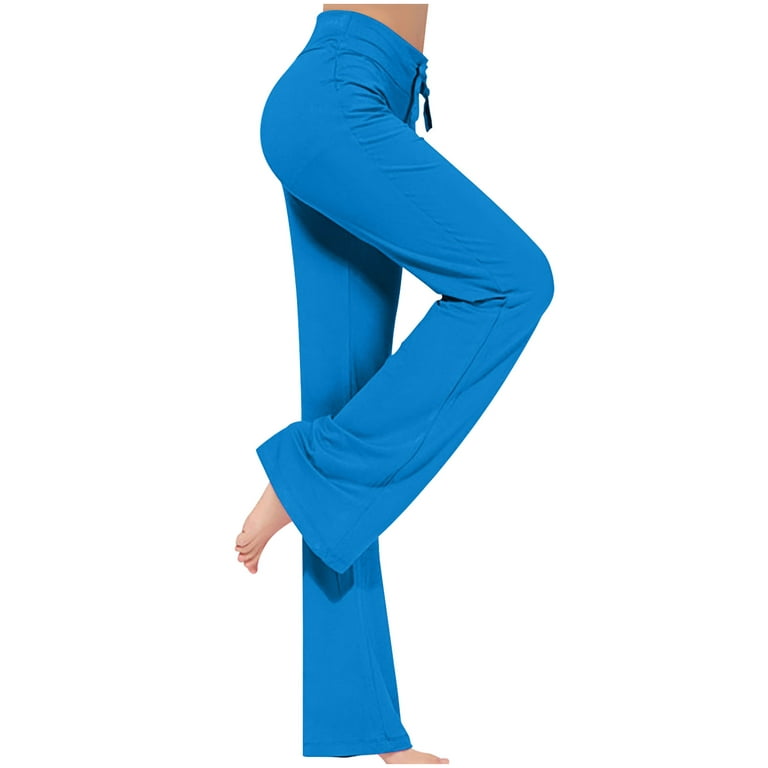 KIHOUT Pants For Women Deals Women's Summer High Waisted Solid Color Capris  Matching Slim Fitting Yoga Gym Pants 