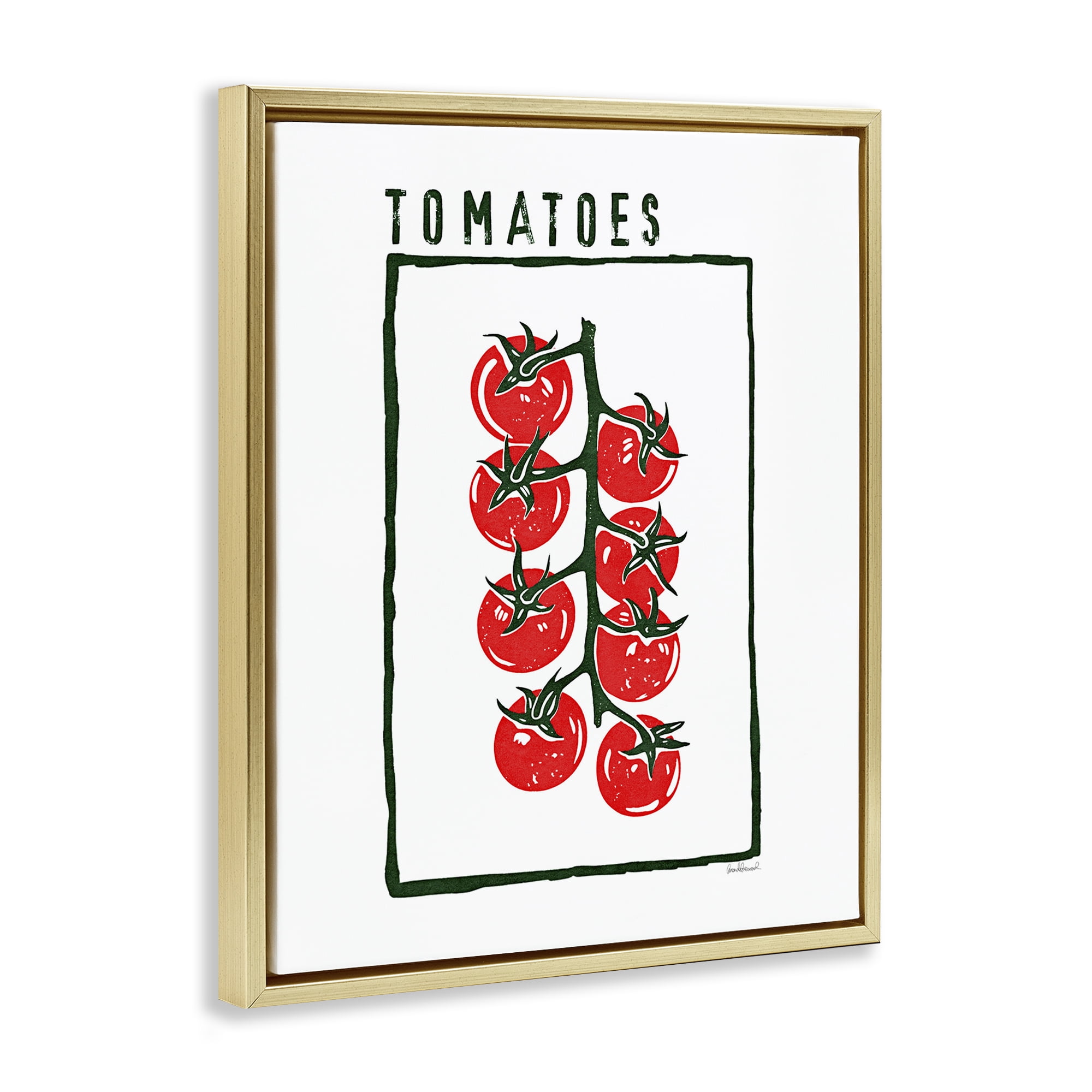 Stupell Industries Ripe Tomatoes Cluster Gold Framed Floater Canvas Wall Art, design by Amanda Greenwood