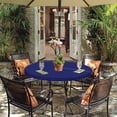 thumbnail image 2 of HAHDAXIA Nappe Ronde d'Extérieur avec Trou pour Parasol - Housse de Table Ajustée en Vinyle Imperméable et Résistante aux Taches avec Endos en Flanelle, Bord Élastique, Convient aux Tables jusqu'à 45 Pouces-56 Pouces de Diamètre, Bl, 2 of 7