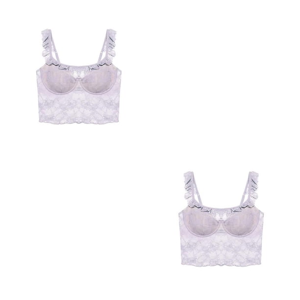 Qarigey Sujetador Sexy, lencería de encaje, ropa de dormir para mujer, hermoso regalo dulce ajustable, tira de mano de obra fina transpirable Type3 NO3