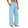 thumbnail image 6 of HomeDM Wide Leg Sweatpants with Pockets Drawstring Elastic Waist Lounge Sky Blue Athletic Pants for Workout Running Size XL, 6 of 6