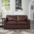 thumbnail image 2 of AmPm Dillon 100% Leather Sofa Couch, 96'', Cinnamon Brown, 2 of 8