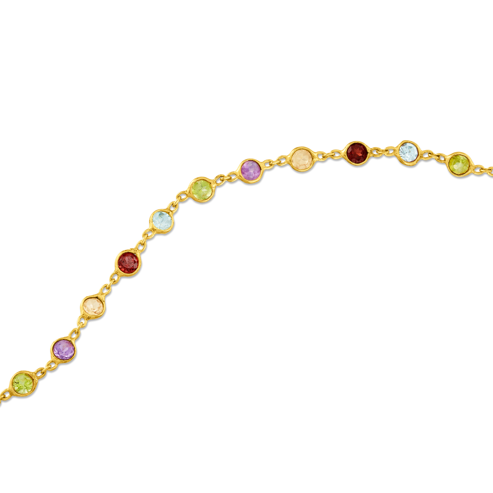 Ross-Simons 5.70 ct. t.w. Multi-Gemstone Anklet in 18kt Gold Over Sterling, Women's, Adult