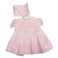 thumbnail image 2 of Petit Ami Girls Smocked Dress with Panty & Bonnet Newborn Pink, 2 of 2
