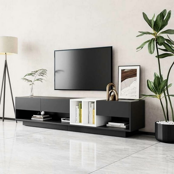 Vinsetto TV Stand with Open and Hidden Storage
