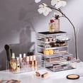 thumbnail image 3 of Sorbus Organizador de maquillaje transparente – Almacenamiento de maquillaje y joyas, estuche y expositor – Diseño espacioso – Gran soporte para tocador, baño, tocador y encimera (4 cajones grandes, 2, 3 of 5