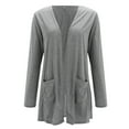 thumbnail image 3 of Baberdicy Cardigan for Women, Womens Ladies Solid V Neck Cardigan Long Sleeve Coat Pockets Outerwear Cardigan Sweaters for Women Grey 4Xl, 3 of 9