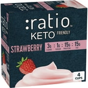 Ratio Yogurt Cultured Dairy Snack, Strawberry, 1g Sugar, 1 LB 5.2 OZ (4 Cups)