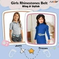 thumbnail image 2 of Kids Rhinestone Belt for Girls Boys,Western Cowgirl Cowboy Studded Leather Belt for Child, 2 of 6