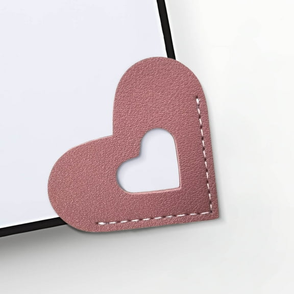 Wadada Leather Heart Bookmarks, Cute Corner Page Book Marks for Kids Women Book Accessories for Reading Lovers Teacher Handmade Gifts for School Office Home Supplies (Red)