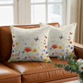 thumbnail image 3 of Spring Red Throw Pillow Cover Pink Grey Blue Flower Daisy Butterfly Vintage Cotton Linen Cushion Cover Throw Pillow Case with Invisible Zipper for Couch Sofa Bed Chair Car 24x24 Inch, 3 of 9