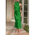 thumbnail image 5 of PRETTYGARDEN Women's Satin Dress Elegant Sleeveless Mock Neck Cocktail Party Maxi Dresses, 5 of 6