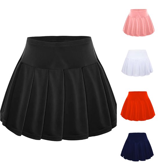 XAOFW Kids Back To School For Girls Casual Solid Color A Line Pleated Tennis Skirt Elastic Waistband Athletic Skirts Stylish Skirts 7-8 Years